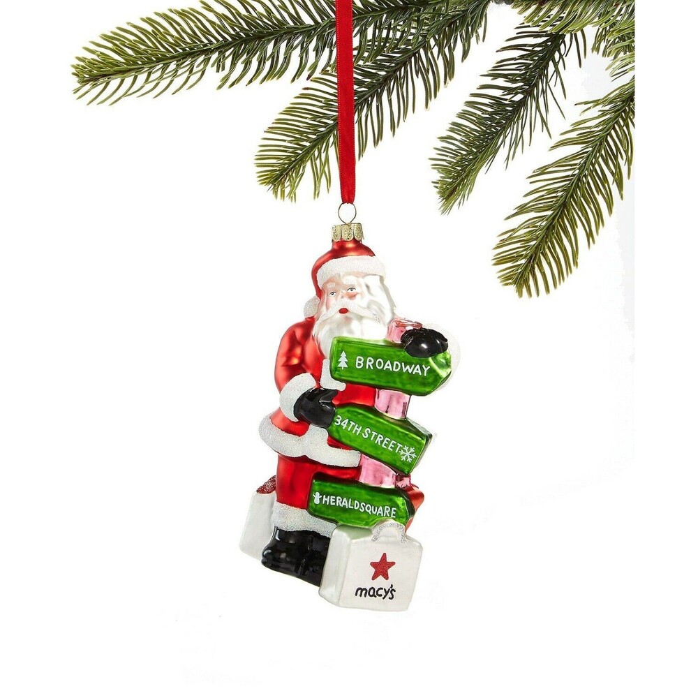 Macy’s Holiday Lane New York Santa Glass Christmas Ornament
